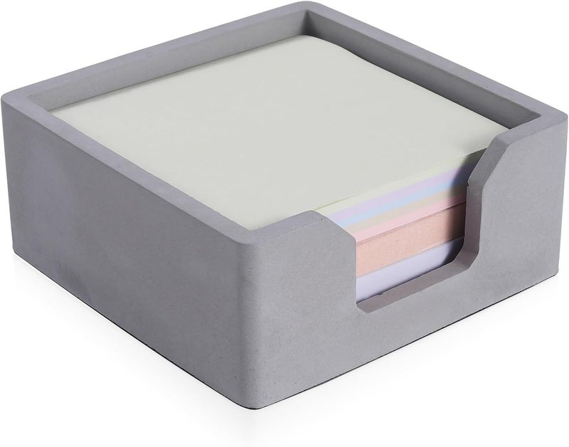 BAOHD Concrete Sticky Note Holder for 3x3 Inch Notes - Cement Self-Stick Note Memo Pad Holder Notepad Dispenser Organizer - Modern Desk Accessory for Office & Home, Gray - Image 1